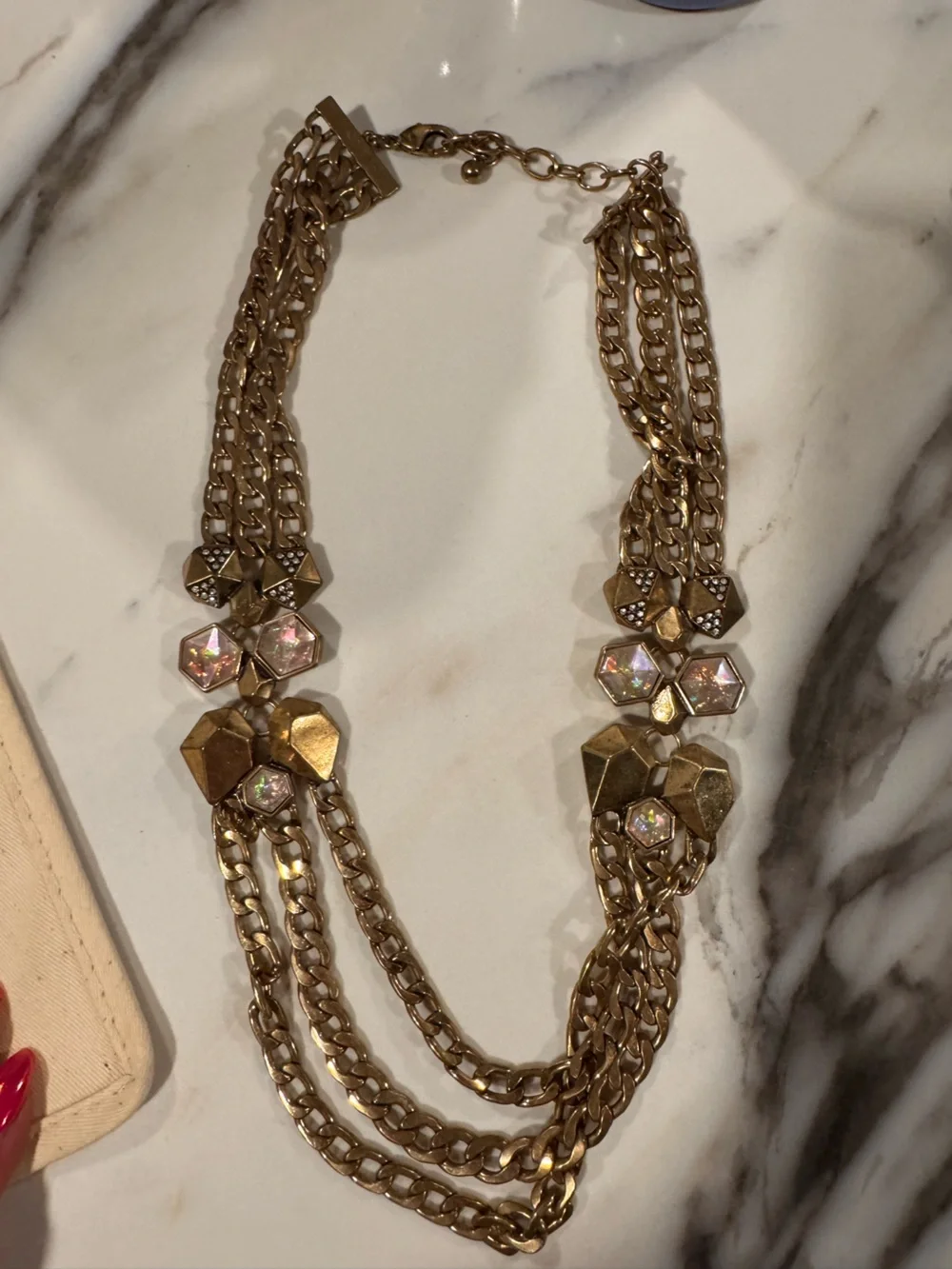 Statement Peach Floral Crystal Necklace - lot of 4 necklaces
